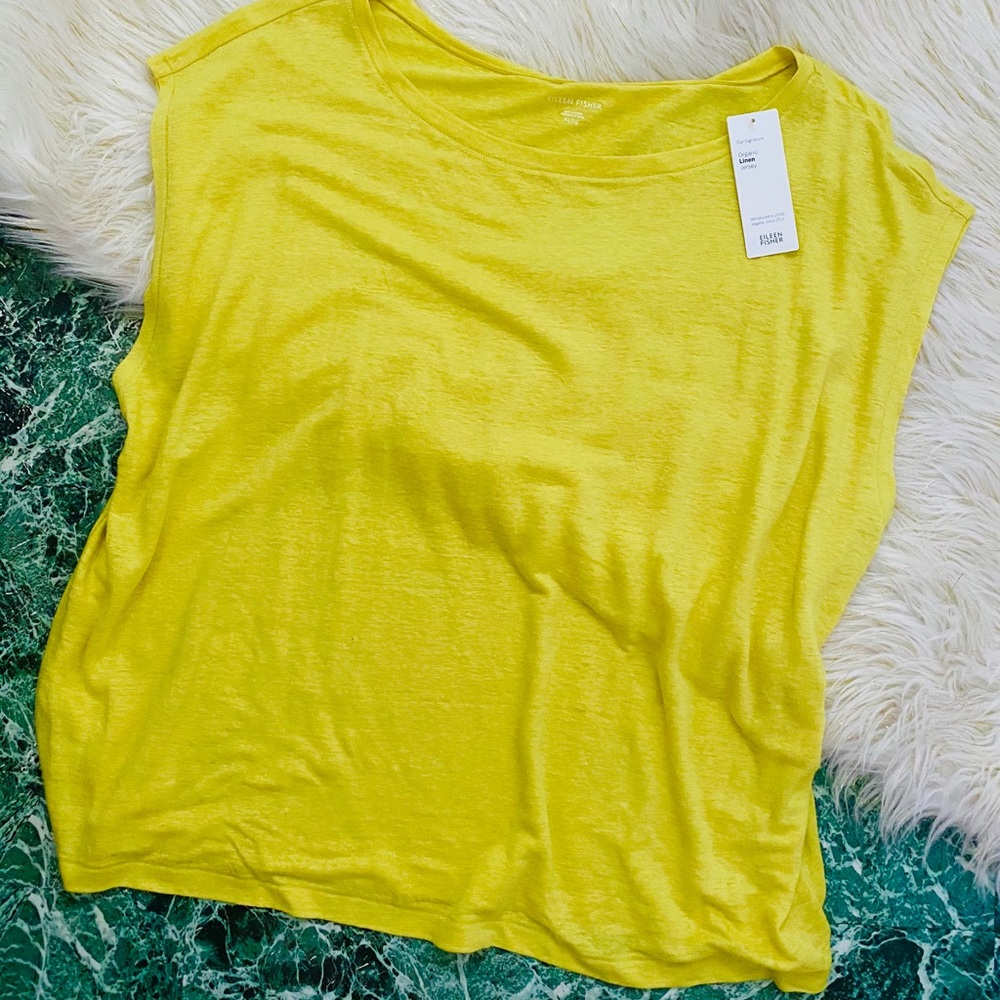 Eileen Fisher Organic Linen Bateau Neck Top